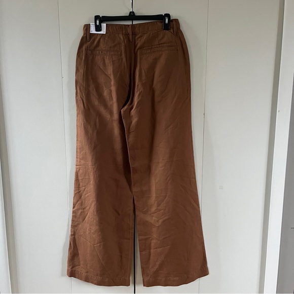 NWT AG Stella LOW SLUNG PALAZZO Linen Blend Wide Leg Pant Tree Bark 27 Rust Tan - Picture 6 of 10